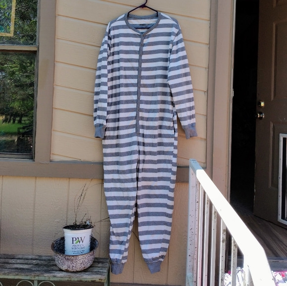 Men's XL Striped Long John PJs - Picture 1 of 2